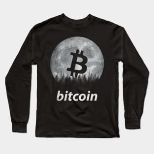 Vintage Bitcoin BTC Coin To The Moon Crypto Token Cryptocurrency Blockchain Wallet Birthday Gift For Men Women Kids Long Sleeve T-Shirt